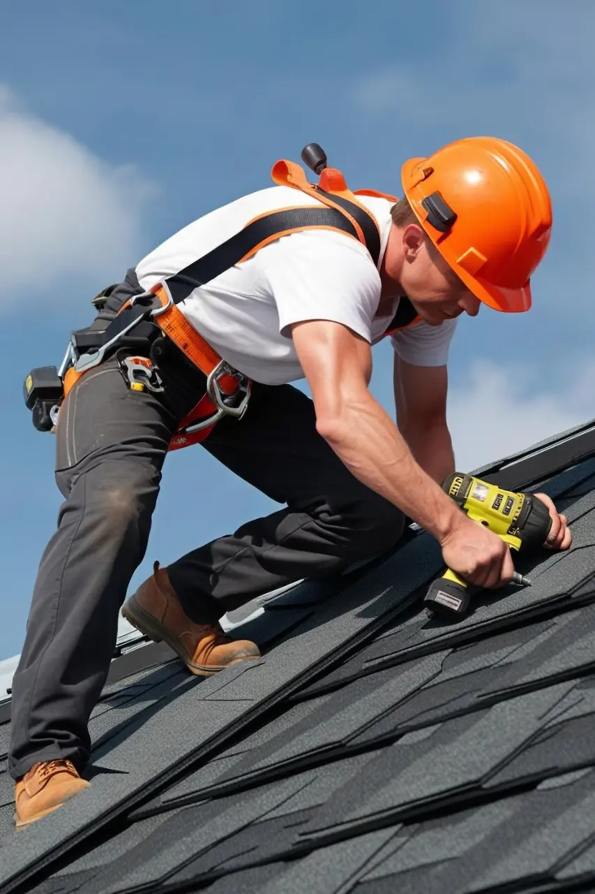 Roofing Professional Working on a Residential Roof in Melbourne